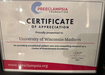  UW Ob-Gyn named Preeclampsia Center of Excellence by Preeclampsia Foundation